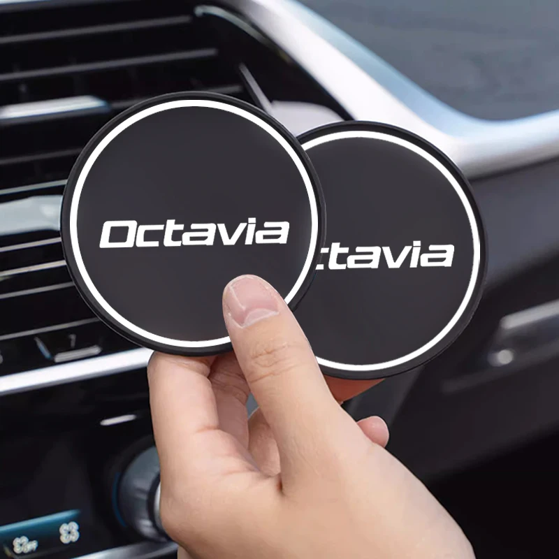 2Pcs Car Cup Mat For Skoda Octavia 2 3 MK1 MK3 Car Round Door Groove Mat Silent Non-Slip Auto Interior Accessories view 6