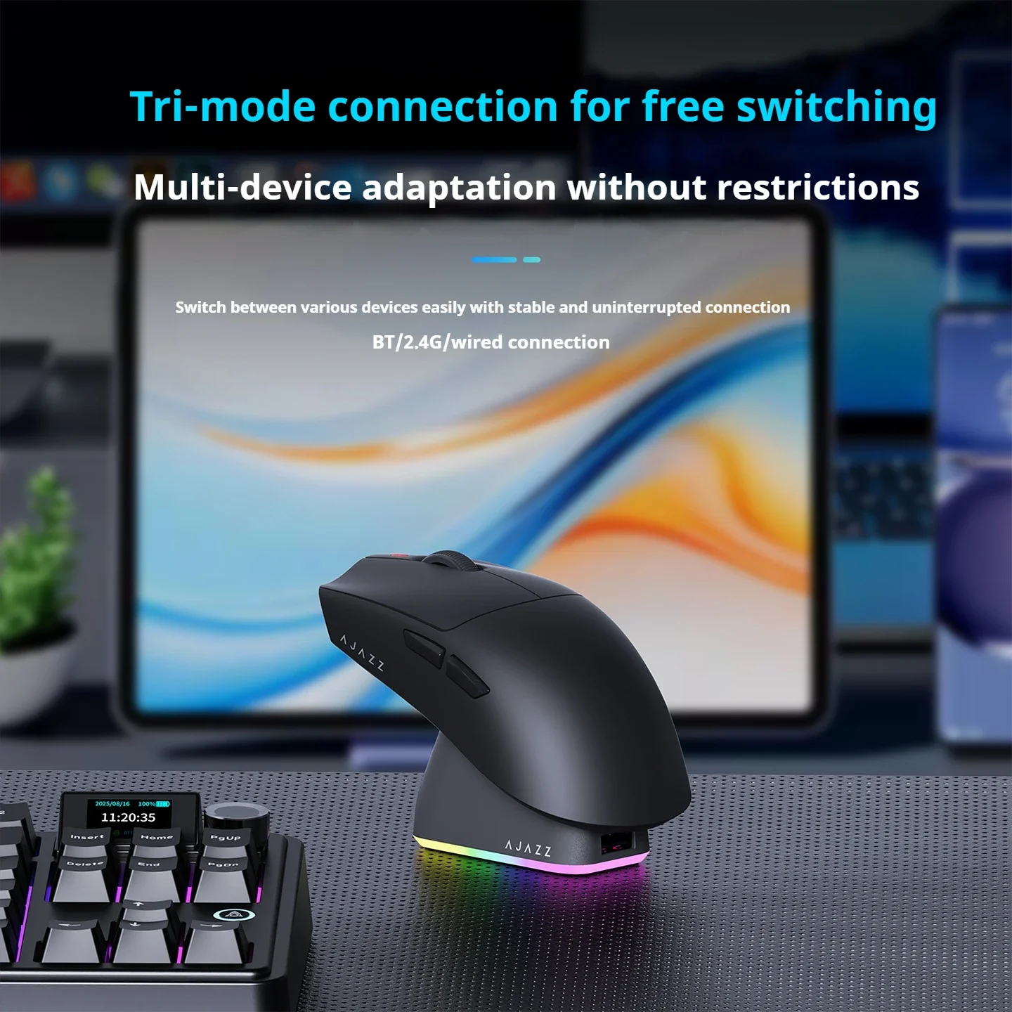 

AJAZZ AJ139P V3 MC/MAX Wireless Mouse Three Mode 69g Lightweight PAW3311/PAW3395 Sensor 1000Hz Office Mouse with Magnetic Base