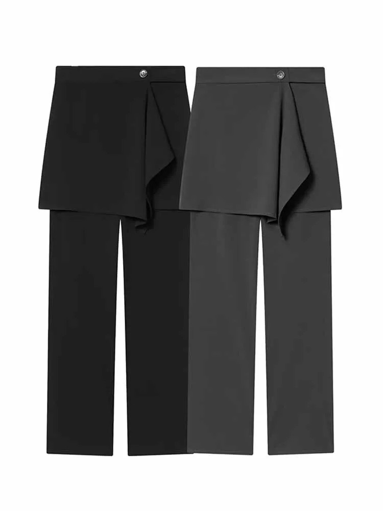 

HH Woman Early Spring Fashion Versatile Solid Color Zipper Skirt Decoration Trousers Female Comfortable Commuting Trousers