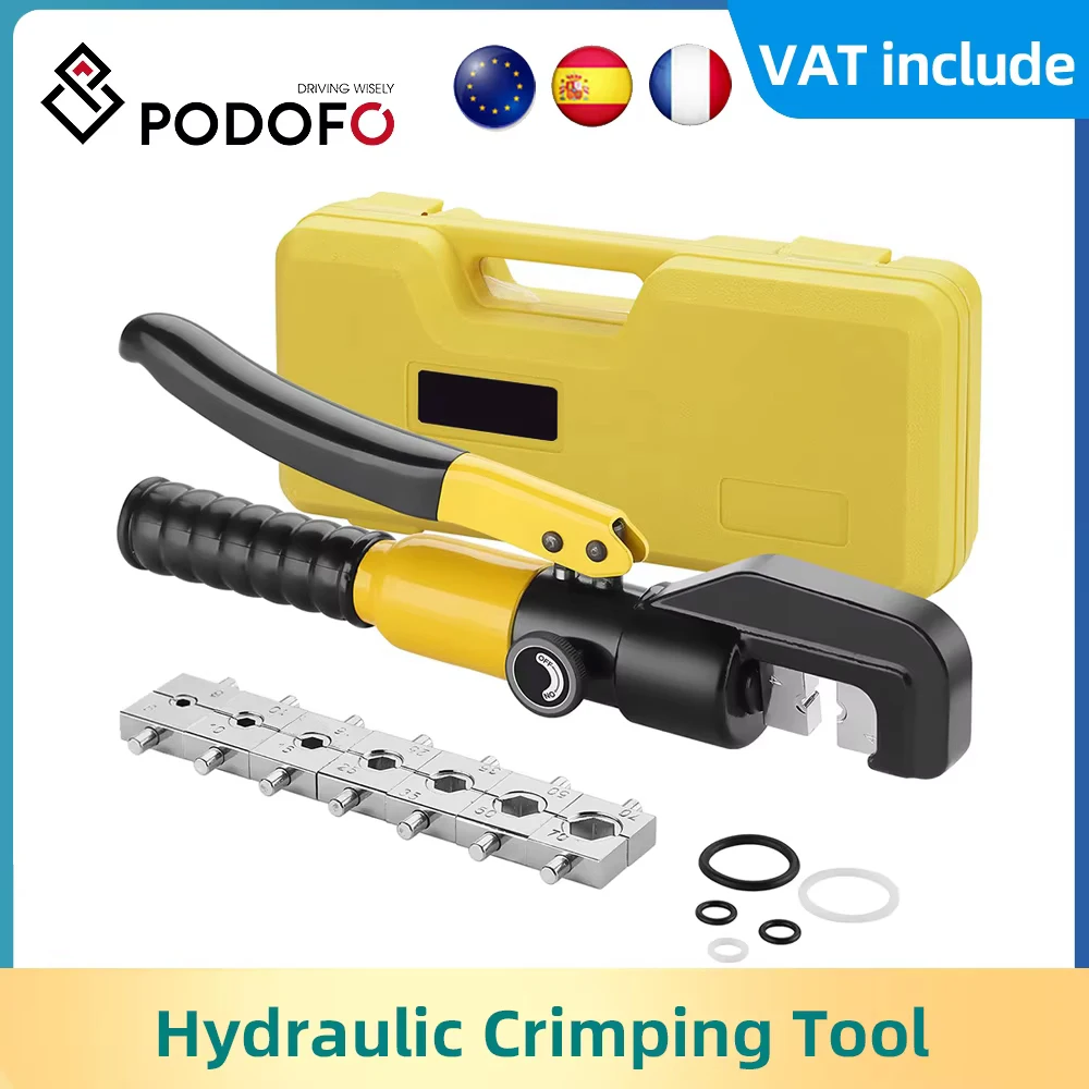 Podofo Hydraulic Crimping Tools 10T Hydraulic Cable Lug Crimper Plier Hydraulic Compression Tool