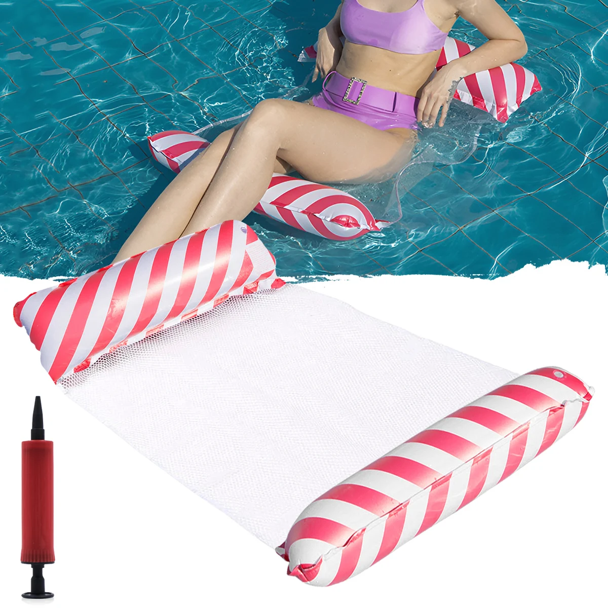

Summer For Adult Water Hammock Recliner Inflatable Floating Swimming Mattress Sea Swimming Ring Pool Party Toy Lounge Bed
