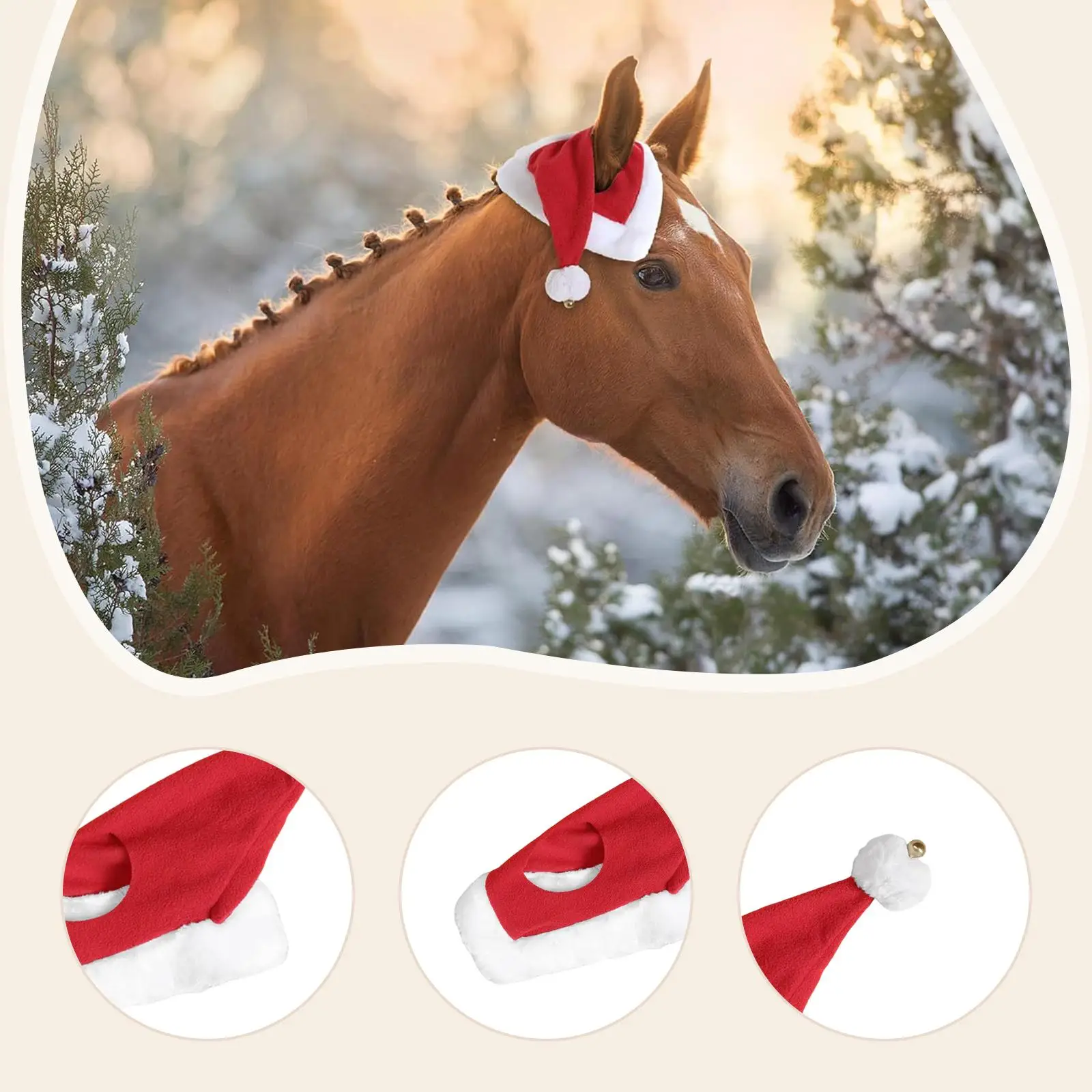 قبعة سانتا بونيه على شكل أذن الحصان لمستلزمات حفلات عيد الميلاد #5