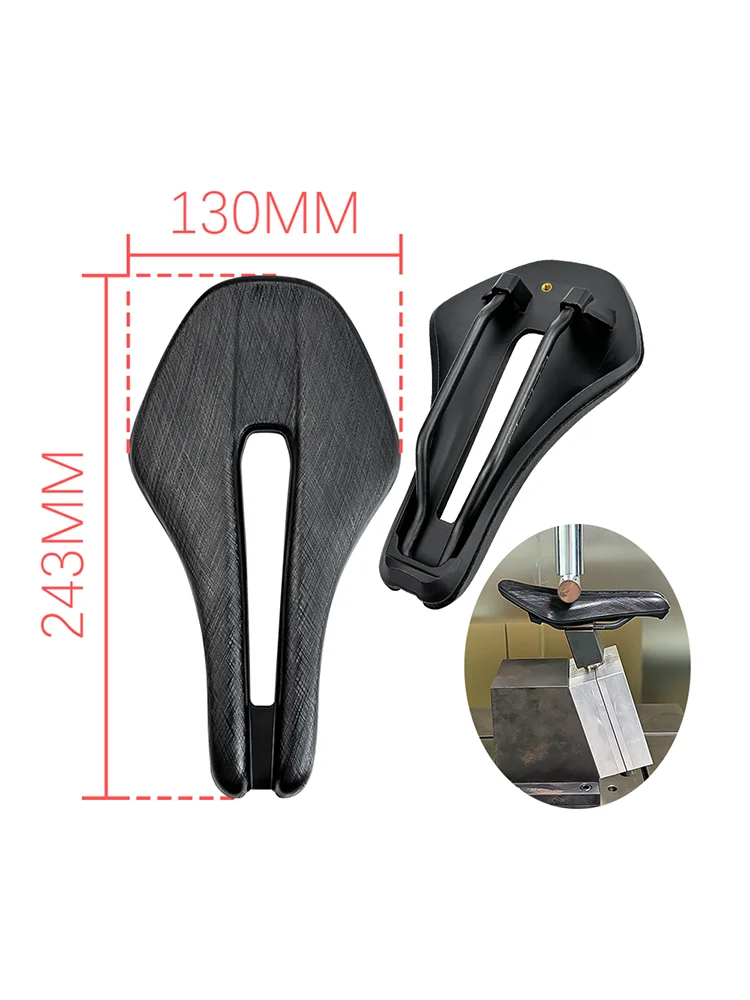 BALUGOE Hollow Breathable Brushed Leather Road Bicycle Seat Cushion MTB Saddle TT Seat Cushion Comfortable 7x9mm Carbon Rail