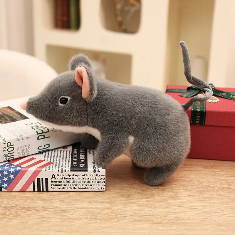 New Simulation Mouse Plush Toys Soft Fluffy Crawling Mouse Doll Cozy Throw Pillow Funny Children Game Props Cute Desktop Pets