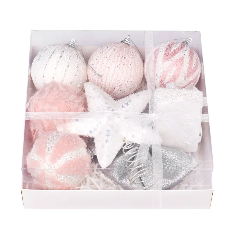 وصول جديد زينة عيد الميلاد Instagram-Worthy الوردي قسط رغوة عيد الميلاد الكرة والشجرة أعلى نجمة مجموعة الحلي قطرة الزخرفية