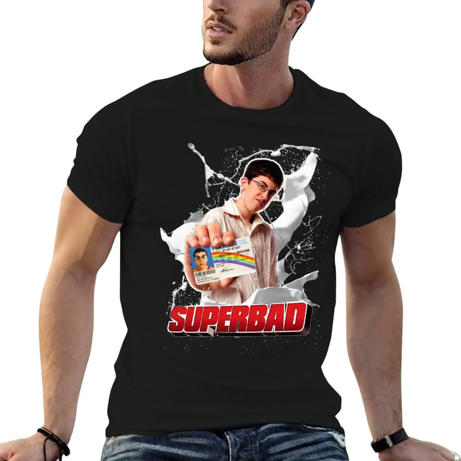 McLovin and is Fake ID T-Shirt summer top boys animal print plain black t shirts men