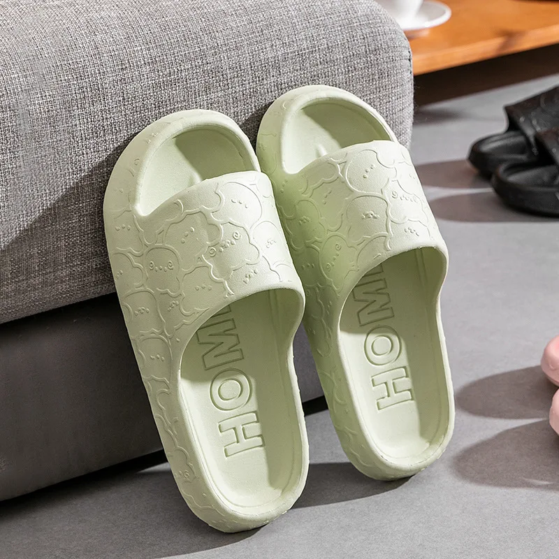 2023 Outdoors Summer Women Men Flat Thick Platform Slippers Non-Slip Cartoon Home Bath Sandals Beach Slides Couples Ladies Shoes