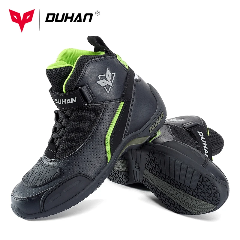 

DUHAN Motorcycle Boots Men Moto Riding Boots Summer Breathable Motorcycle Shoes Motorbike Chopper Cruiser Touring Ankle Shoes #