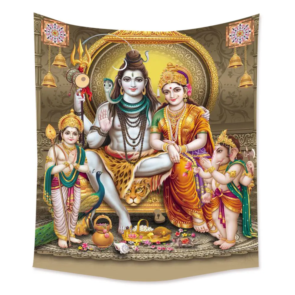 Indian God Thailand Religion Shiva Ganesha Parvati Buddhism Meditation Mats Carpet Wall Hanging Mandala Hippe Elephant Tapestry