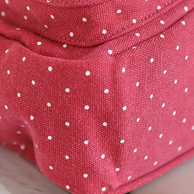 Mehrfach-Taschen-Schultertasche mit Polka Dots, Damen-Canvas-Tragetasche, Koreanische Lässige Süße Niedliche Pendler-Einkaufs-Reisetasche – Detail 19
