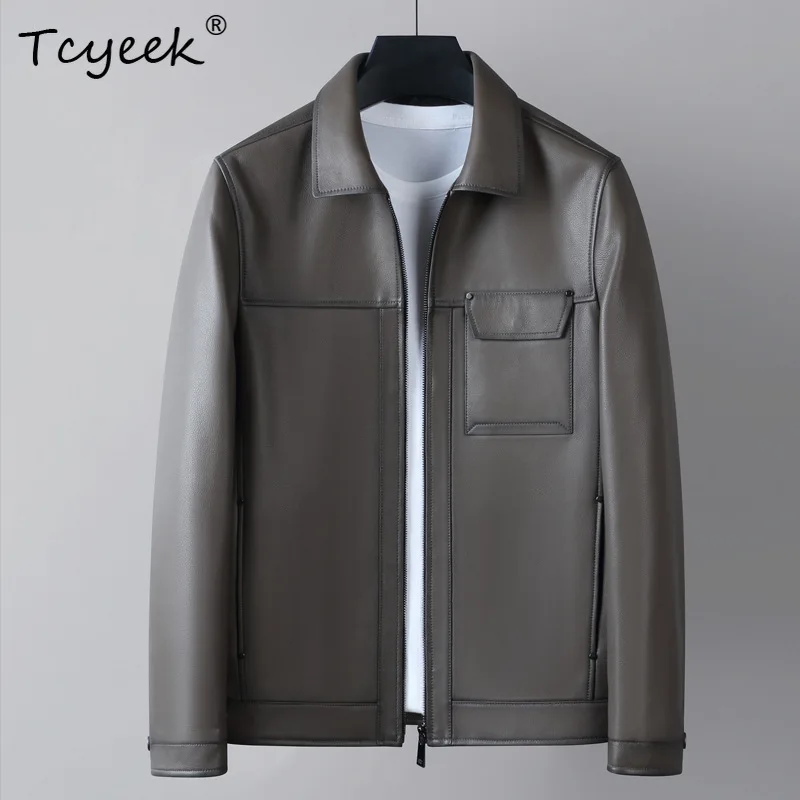 

Tcyeek Real Sheepskin Genuine Leather Jacket for Men 2025 New in Coats Mens Coat Trendy Spring Autumn Clothes Jaqueta De Couro