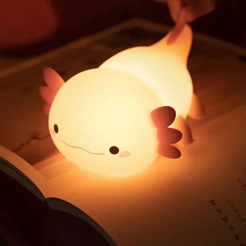 New Axolotl Night Light Silicone Nursery Sleeping Lamp Touch Control Nightlights USB Rechargeable Table Lamp for Baby Child