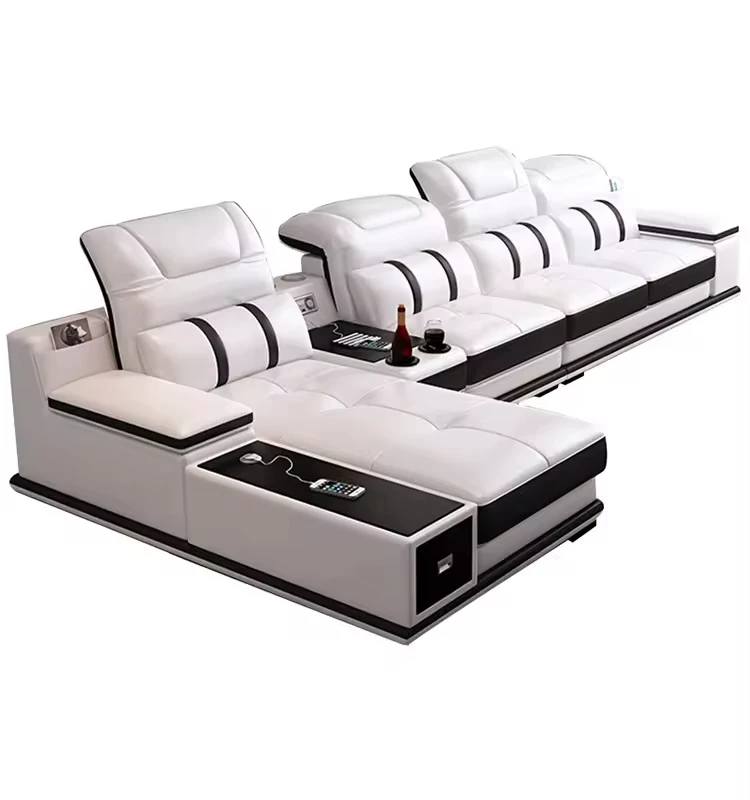

#Space Electric Multi-functional Three Seat Set Cowhide Home Theater Living Room Size Modern Leather Sofa Gliding Eco-Friendly