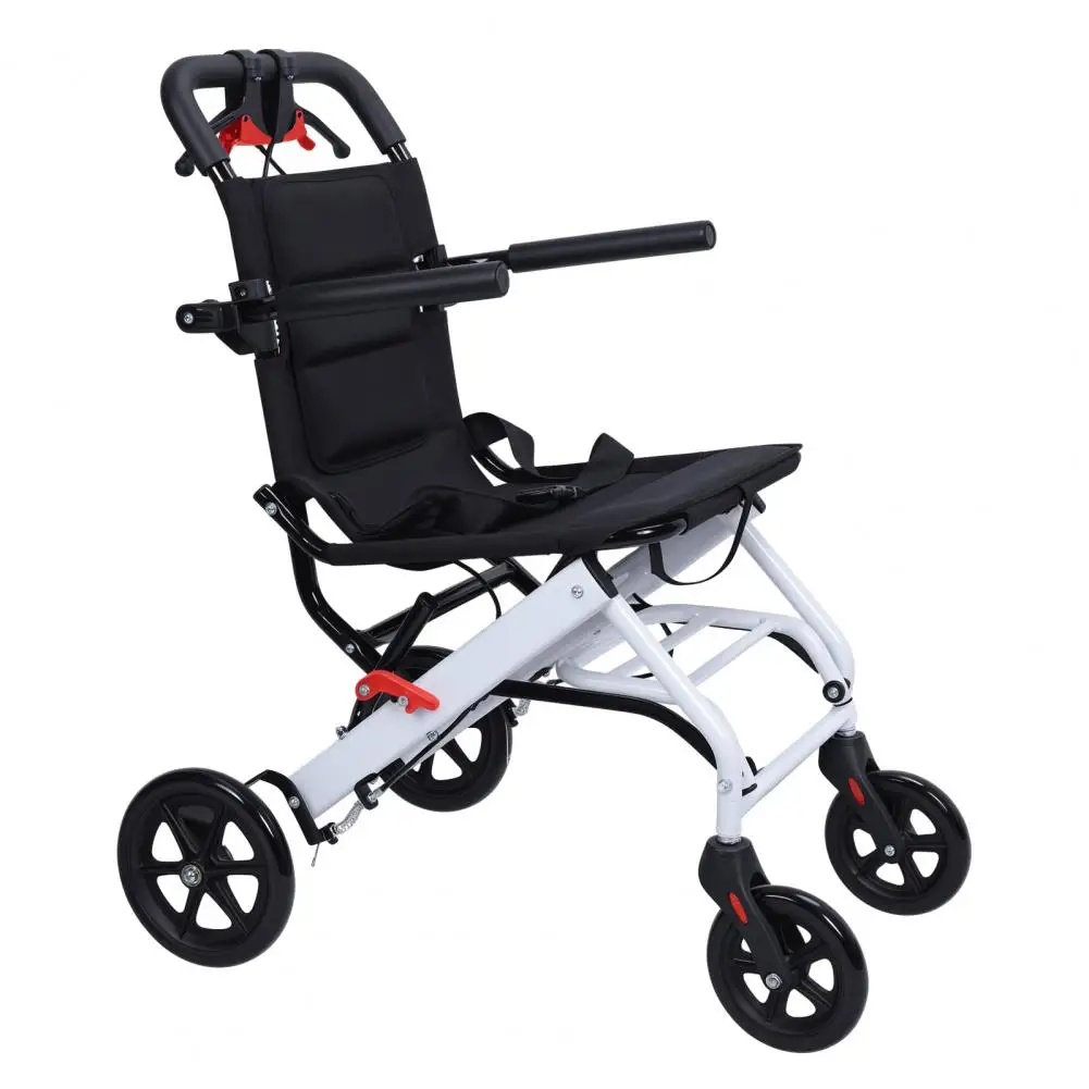 Portable Transit Travel Wheelchair, Folding Transport Wheelchairs for Adults and Seniors Support 180lbs