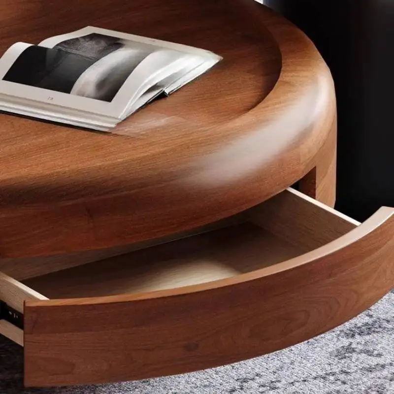 Italian Designer Coffee Table Wood Unique Modern Black Coffee Table Round Mid Century Center Mini Meuble Salon Furniture Home