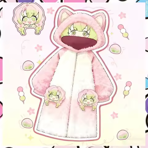 New Kanroji Mitsuri Pajamas Winter Clothes Demon Slayer Anime Pajamas Warm Cosplay Cartoon Plush Sleepwear Cotton Velvet Female