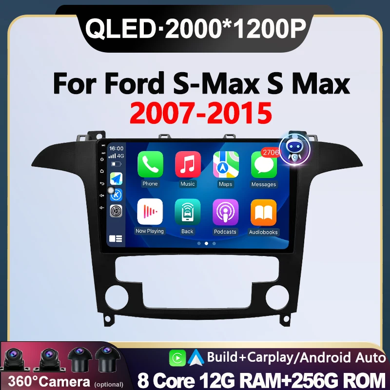 

Android 16 For Ford S-Max S Max 2007-2015 Car Radio Multimedia Video Player Wireless Carplay Auto Head Unit Bluetooth No 2din 4G