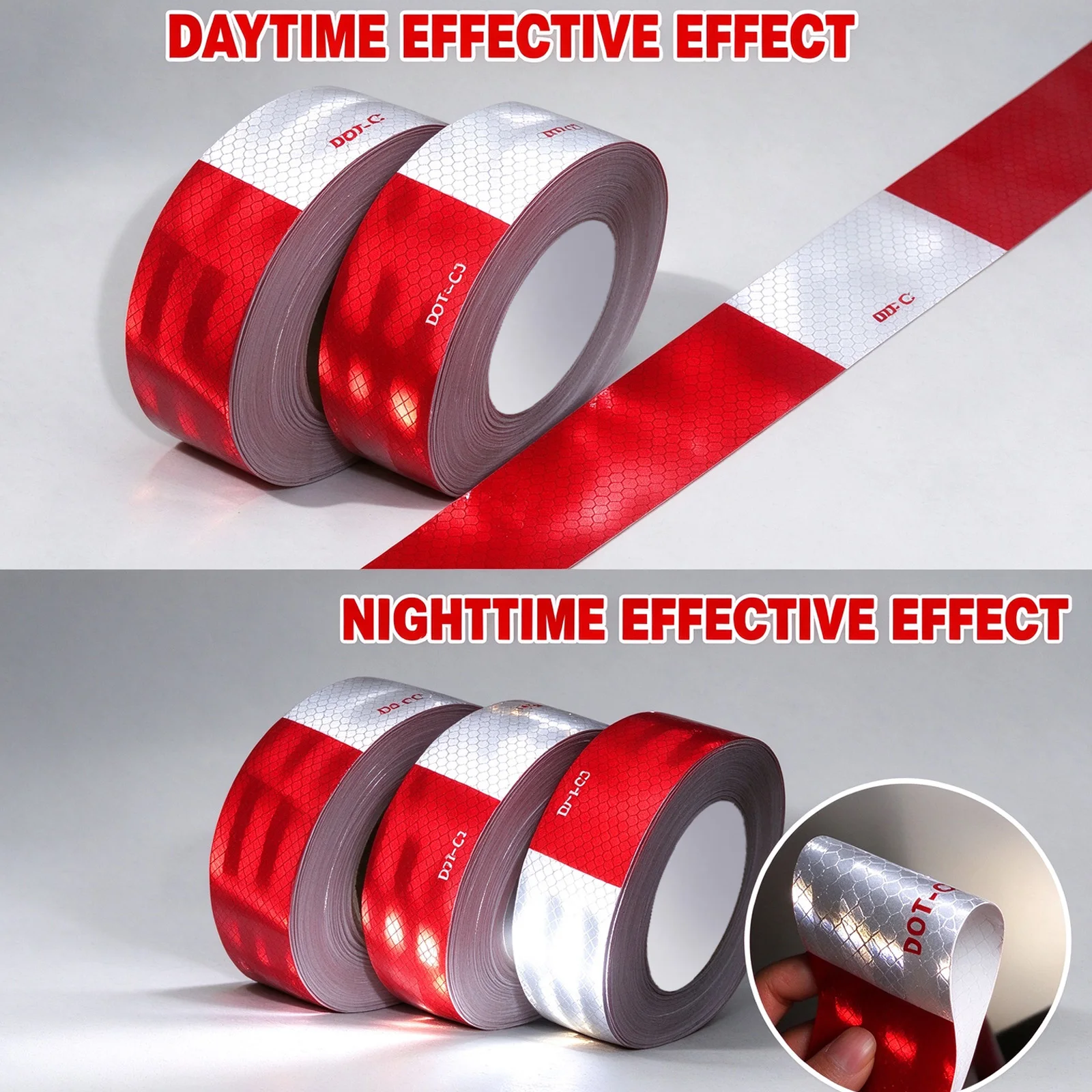 Waterproof Reflective Conspicuous Tape DOT-C2 Red White Safety Warning Reflective Sheet Is Commonly Used At Construction Sites
