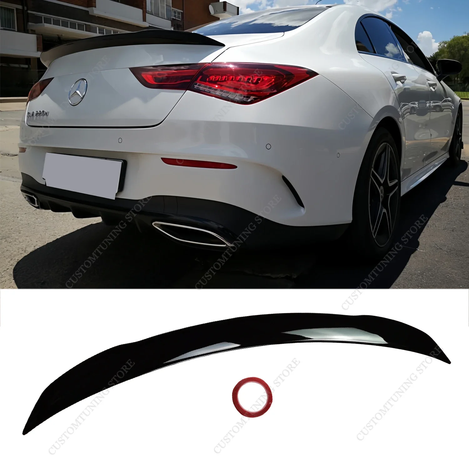 For Mercedes W118 Gloss Black 45S Style Rear Spoiler Wing C118 CLA 200 220d 250 250d Coupe 2019-2024 Rear Trunk Spoiler Caps