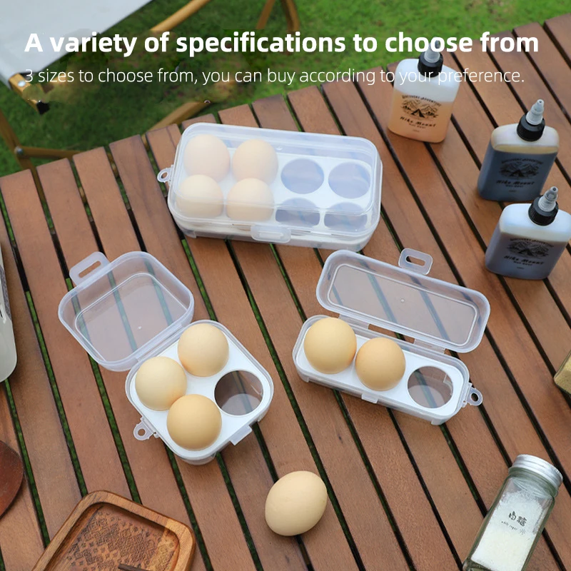 Egg Storage Box 3/4/8 Compartment Egg Carton Shockproof Egg Tray Plastic Container Outdoor Camping and Picnic Organizer