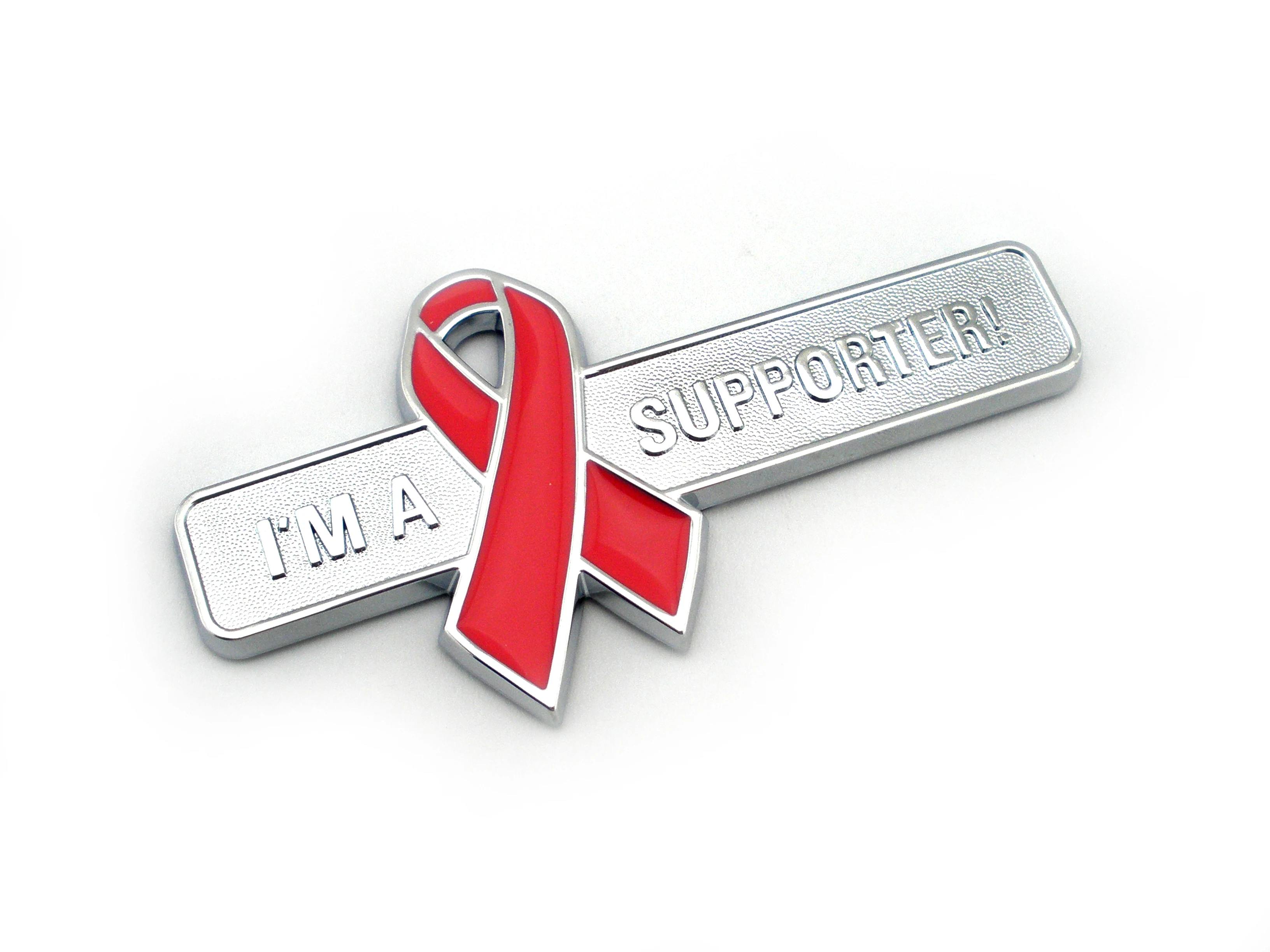 

1 PIC 3D Sticker "I AM A SUPPORTER" Ribbon Breast Brooches Logo Emblem Chrome DIY Color Decoration Accessories Trunk