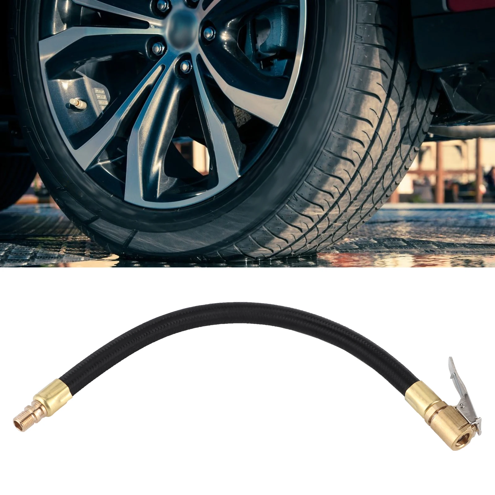 ZK40 Tire Inflator Hose Extension Tube Tyre Pump Quick Inflation Chuck Adapter for Car Motorcycle Bike with American Valve