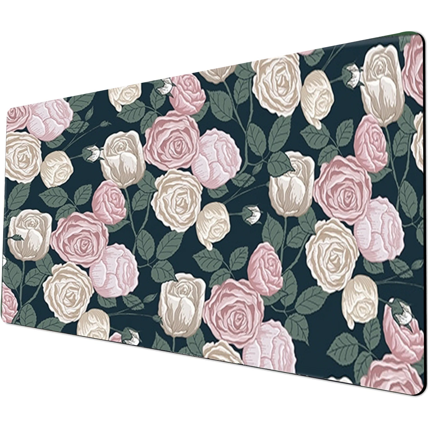 Alfombrilla de ratón grande Floral Kawaii rosa para escritorio, alfombrilla de escritorio para computadora de Anime Extra grande XXL, suministros de oficina lindos para mujeres, decoración de escritorio