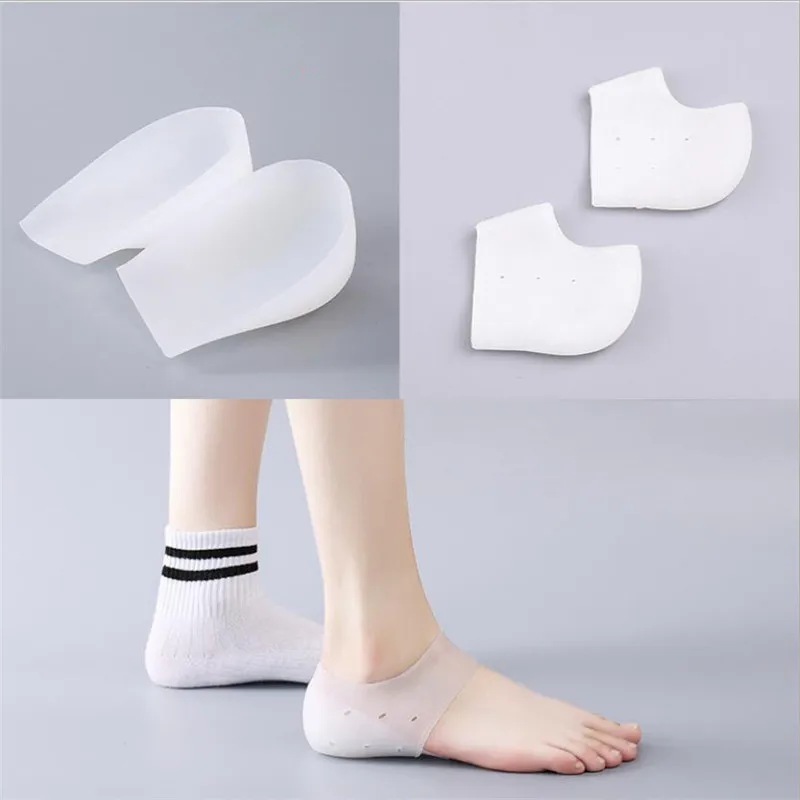 Unisex Invisible Height Increase 5CM Silicone Socks Gel Heel Pads Orthopedic Arch Support Heel Cushion Insoles Foot Massage Pad