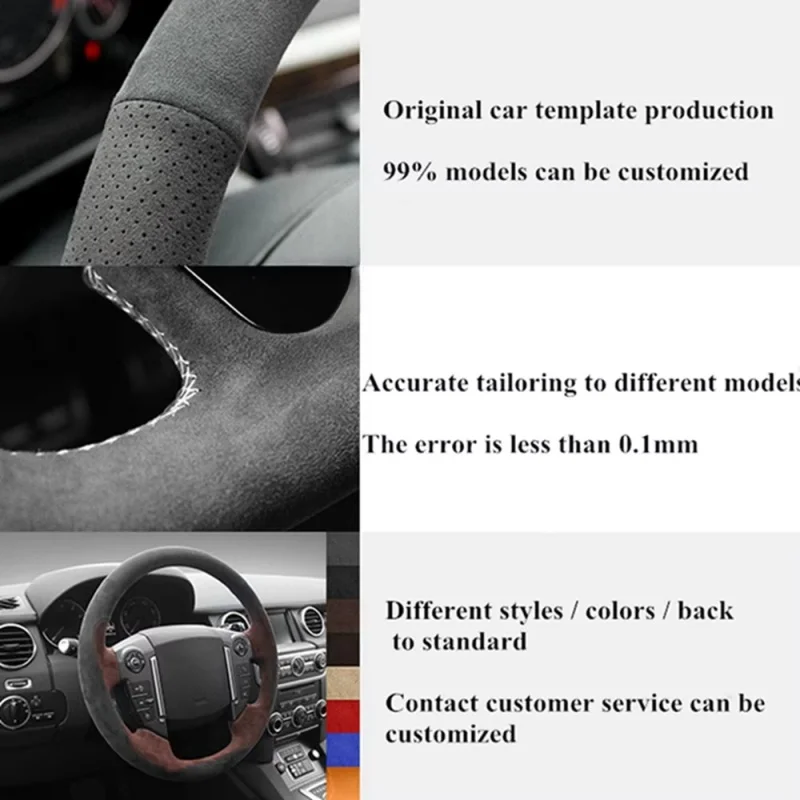 Car Steering Wheel Cover For Chevrolet Niva 2009-2017 Vauxhall Corsa (D) Opel Corsa (D) (3-Spoke)  Hand-stitched Suede Leather