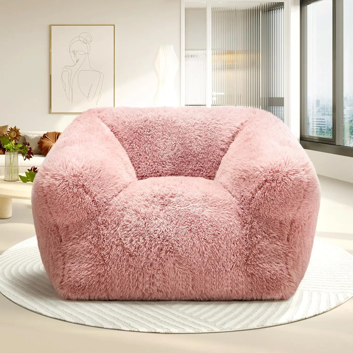 

Chair for Adults,Large Bean Bag Sofa with Armrests & Stuffed Memory Foam,Big BeanBags with Filler,Plush Bean Bag Couch Comfy