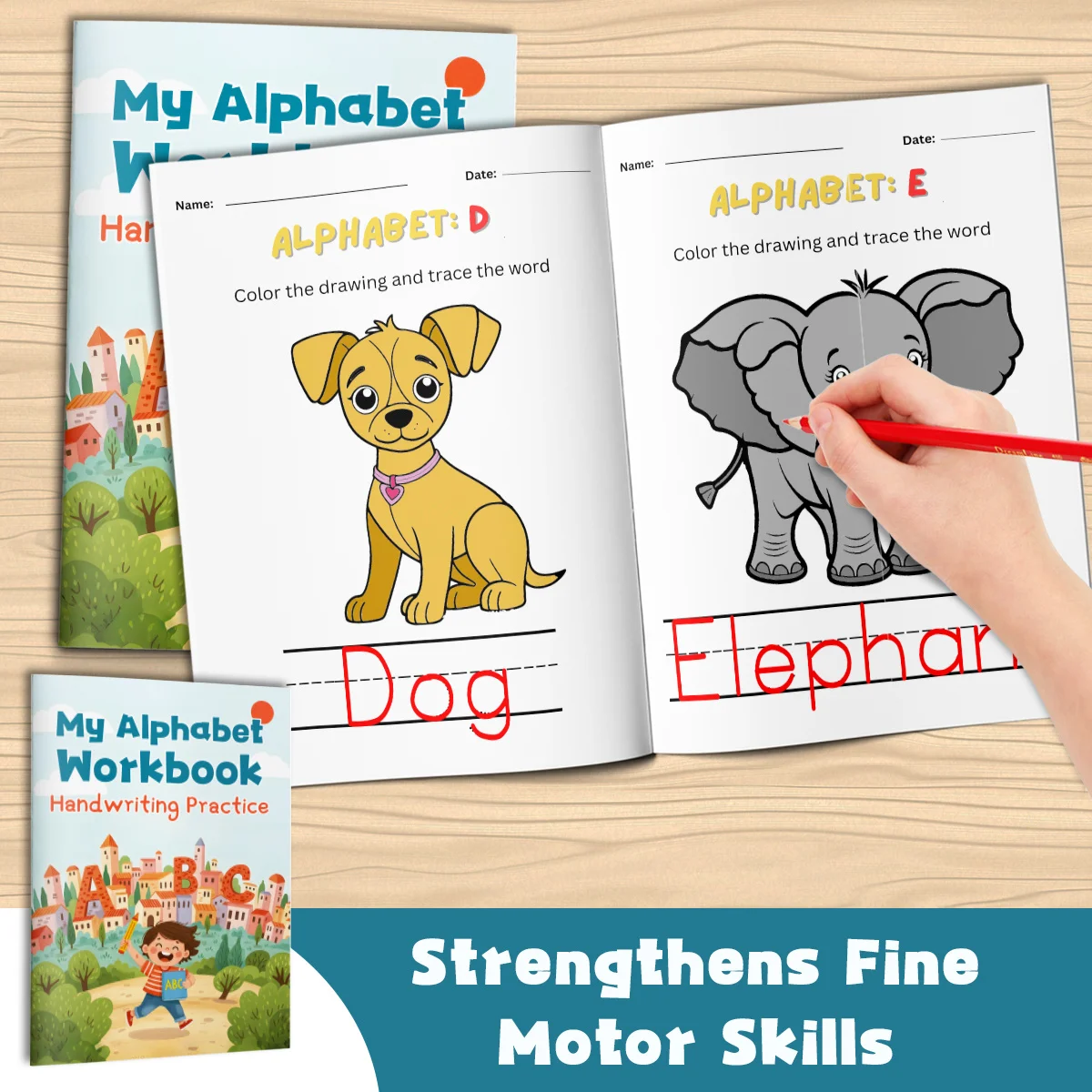 Alphabet Animal Tracking and Coloring Workbook - Learn letters and animal names through fun writing and drawing activities