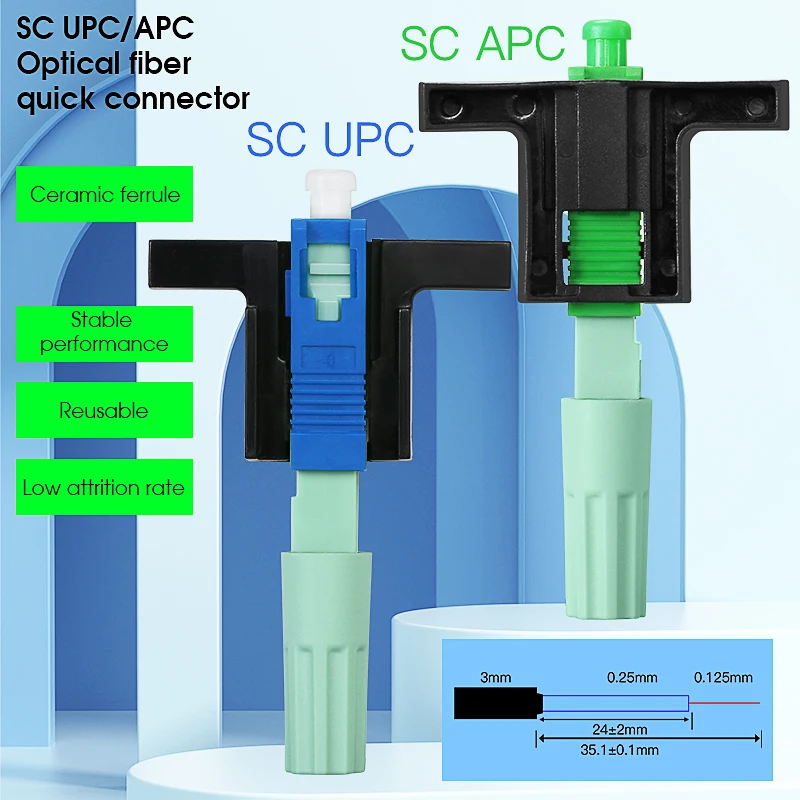 SCUPC/SCAPC Optical Fiber Quick Connector Single Mode FTTH Embedded Leather Fiber Optic Cable Cold Splicing Field Assembly Tools
