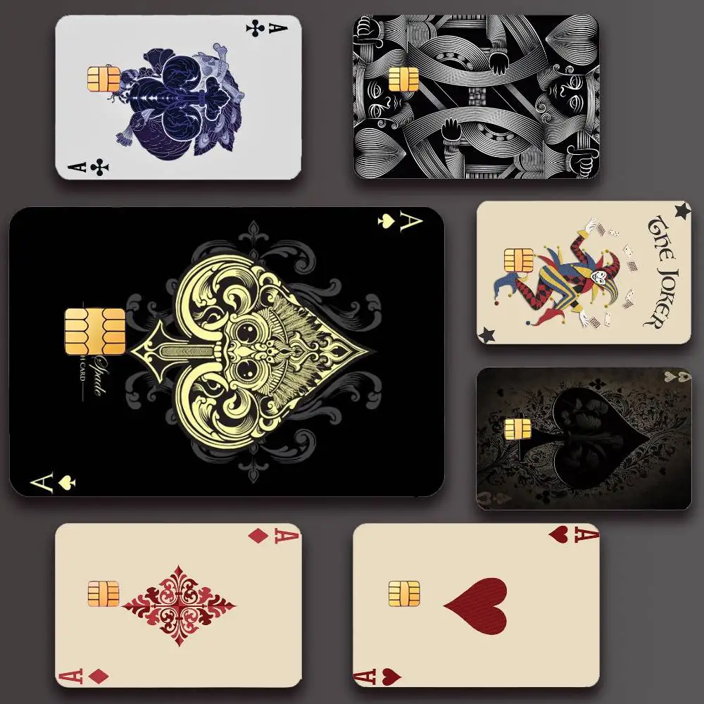 Playing Cards Poster Credit Skin Cover Card Stickers 4PCS Film Bus Pass Front Decoration Bank Debit Waterproof
