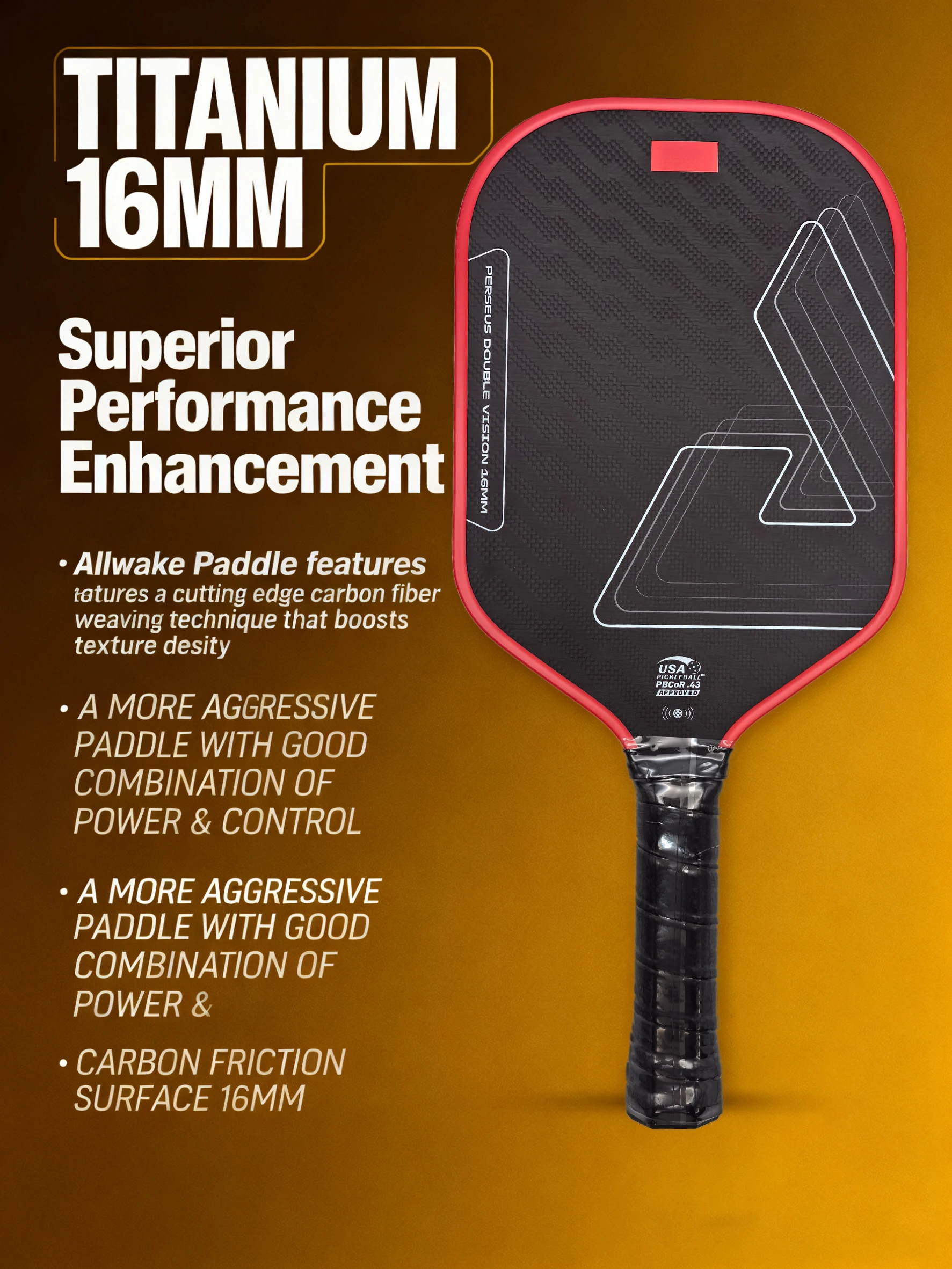 

Double Vision Pickleball Paddle, Kevlar Material, Heat Press Forming, Enhanced Shock Absorption, Precision Control, Suitable for