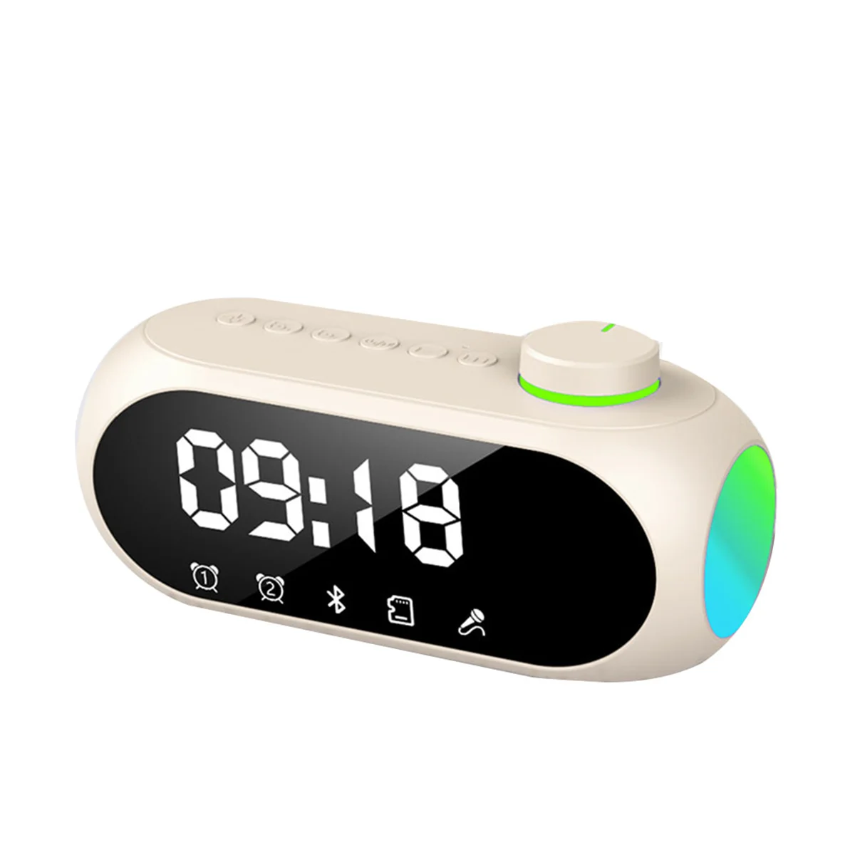 Portable Mini FM Radio Receiver Hifi Sound RGB Bluetooth Speaker with Clock Dual Alarm Clock Support Handsfree -B