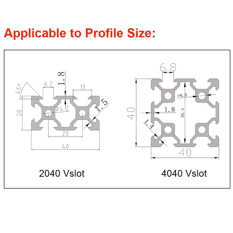 2040 V-Slot Gantry Set Aluminium 40-40mm Gantry Plate with VSlot Solid Wheel POM Kit for Profiles CNC Machine 3D Printer Part