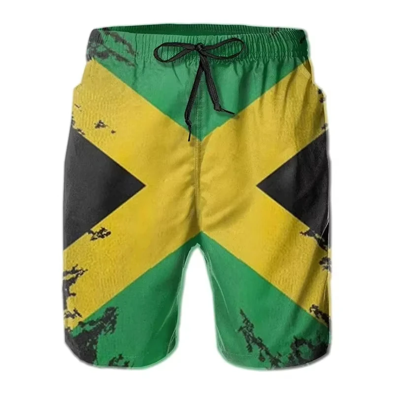 3d Printed Jamaican Flag Swim Trunks Men Fashion Summer  Beach Shorts Casual Quick Dry Men Sports Gym Short Pants Dropshipping