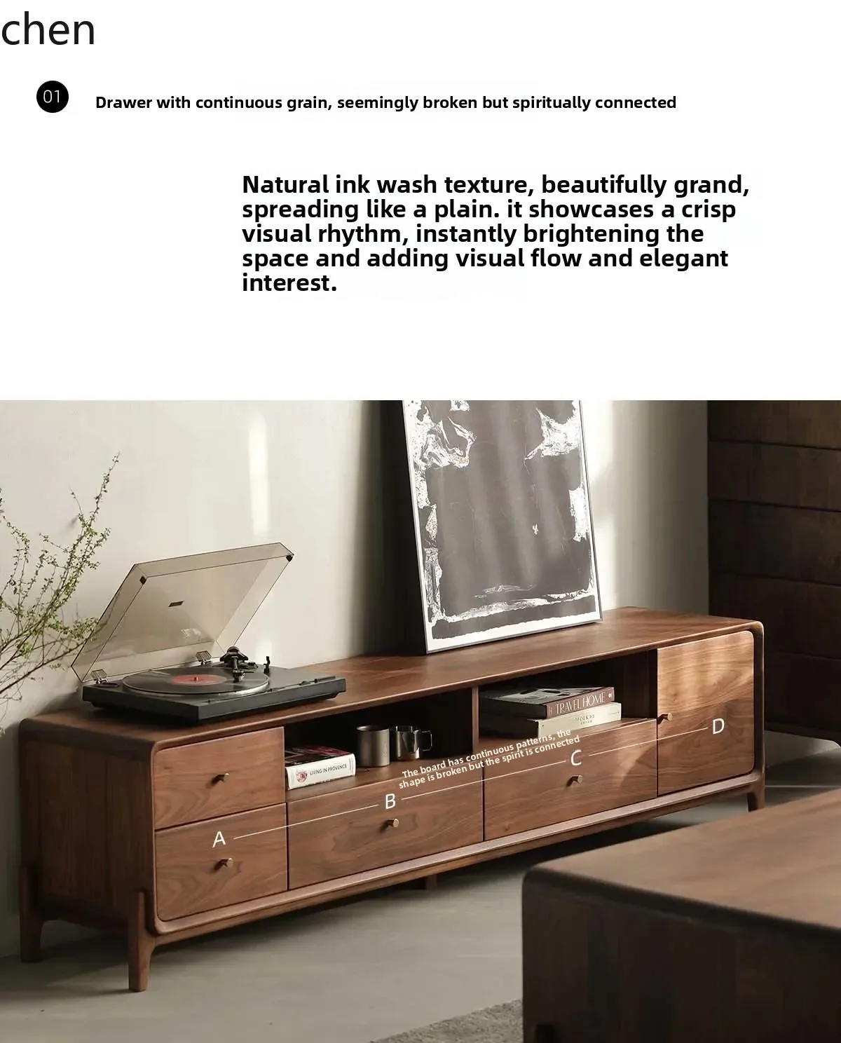 HXL  Solid Wood TV Cabinet Coffee Table Combination Drawer Floor Cabinet Household Log