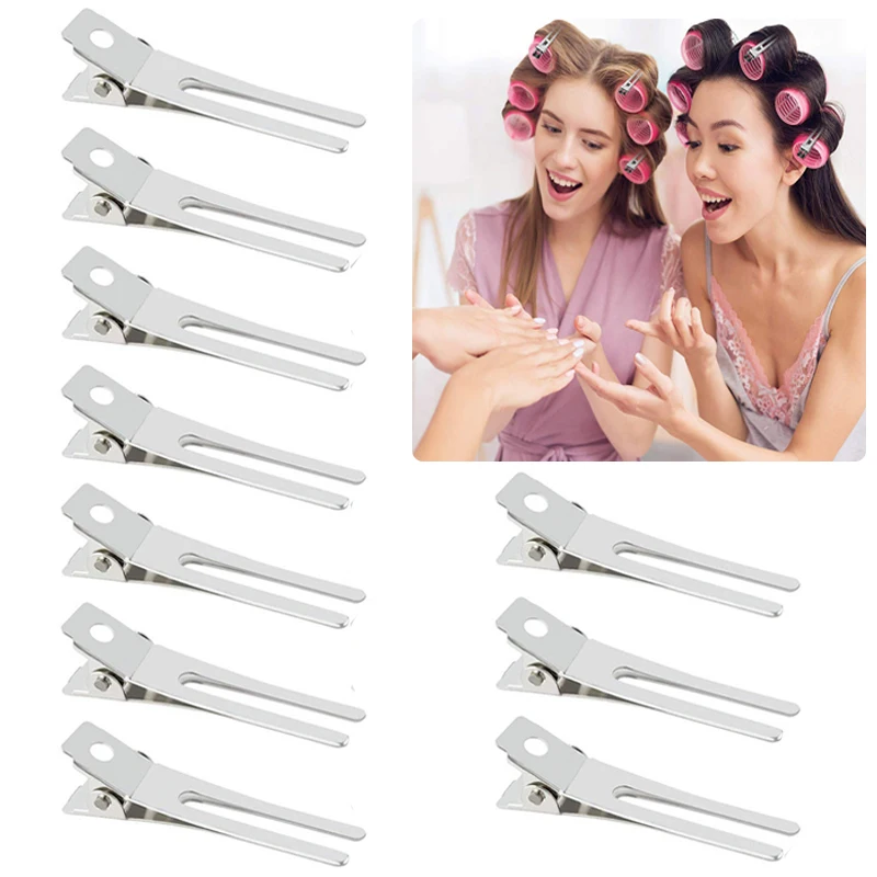 10/20Pcs Professional Double Prong Hair Clip Salon Setting Hairdressing Style Fixed hair clip Stainless Steel Makeup Clip