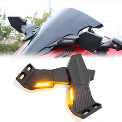 Motorcycle Rearview Mirror With LED Turn Signal Lights Fixed Wind Wing Rear View Reflector Motorbike Modified Parts Accessories