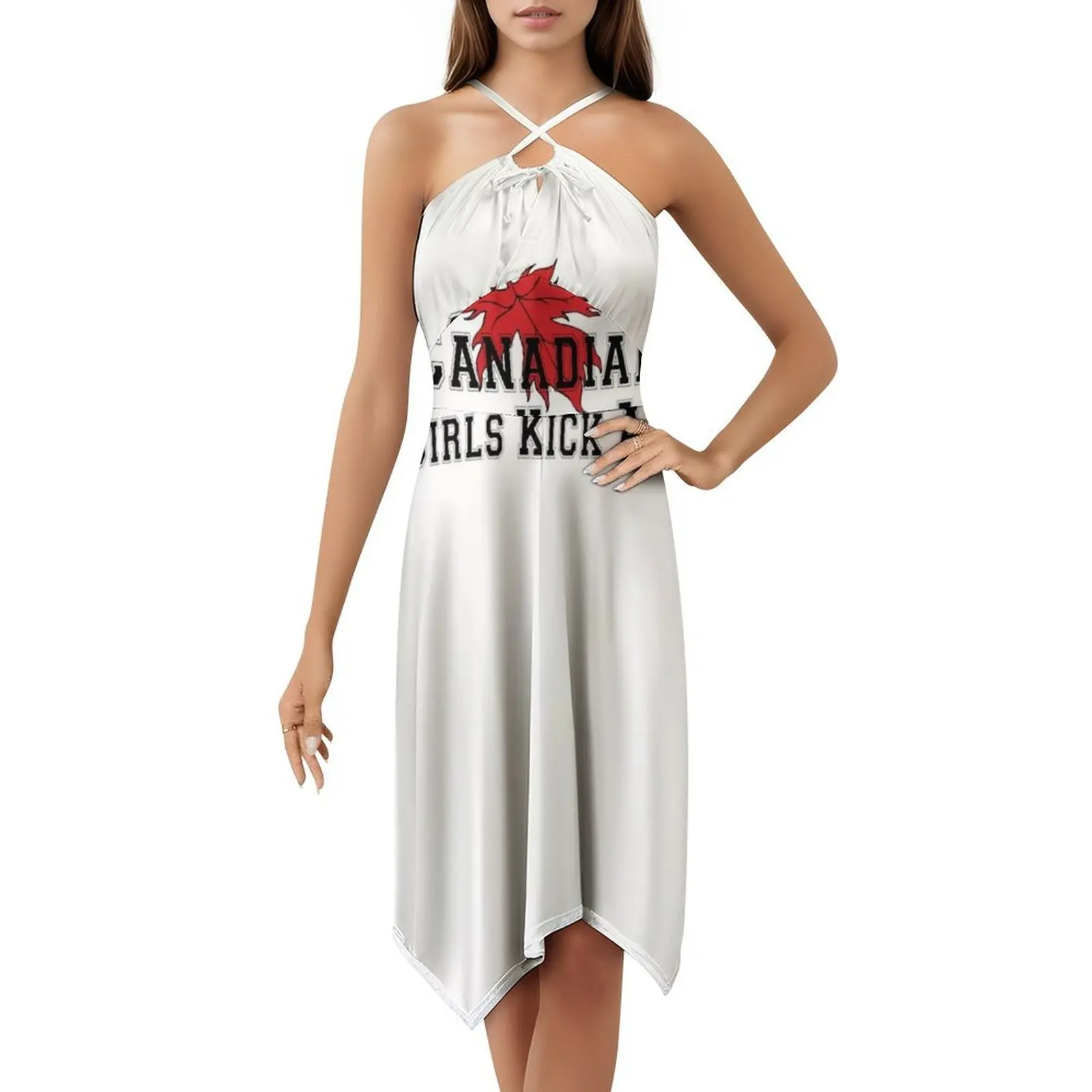 كندا الكندية الفتيات ركلة الحمار المرأة تي شيرت بوهو شيك فستان أنيق موضة شاطئ حفل زفاف ثوب الكندية بنات كندا