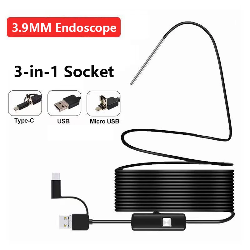 

Endoscope Inspection Camera 3 in 1 Micro USB/Type-C Mini Inspection Camera for Andriod phone IP67 Waterproof Pipeline Borescope