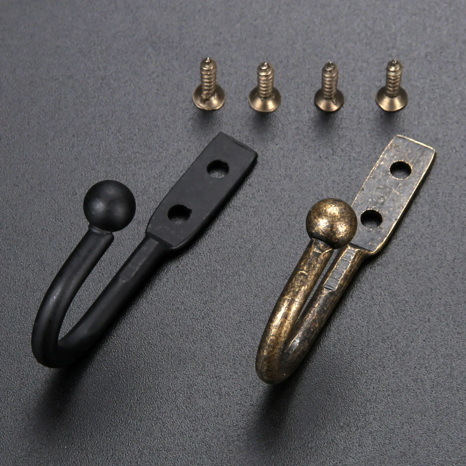 5pcs Wall Door Hooks Single Prong Coat Hanger Furniture Kitchen Pot Handbag Bag 50*23mm Black Antique Bronze W/screws Bathroom image 4