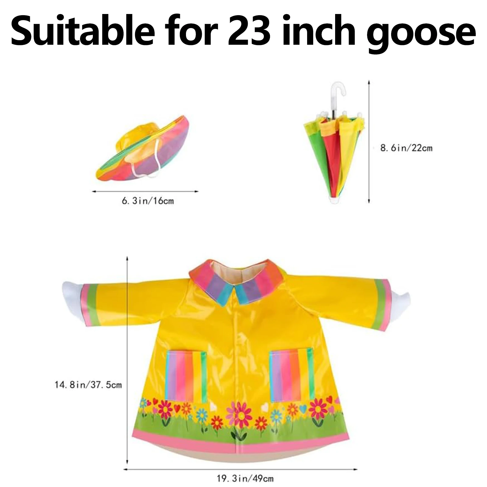 Porch Goose Outfits Lapel Print Raincoat with Umbrella And Hat Three-piece Set for Outdoor Garden Yard Patio 6