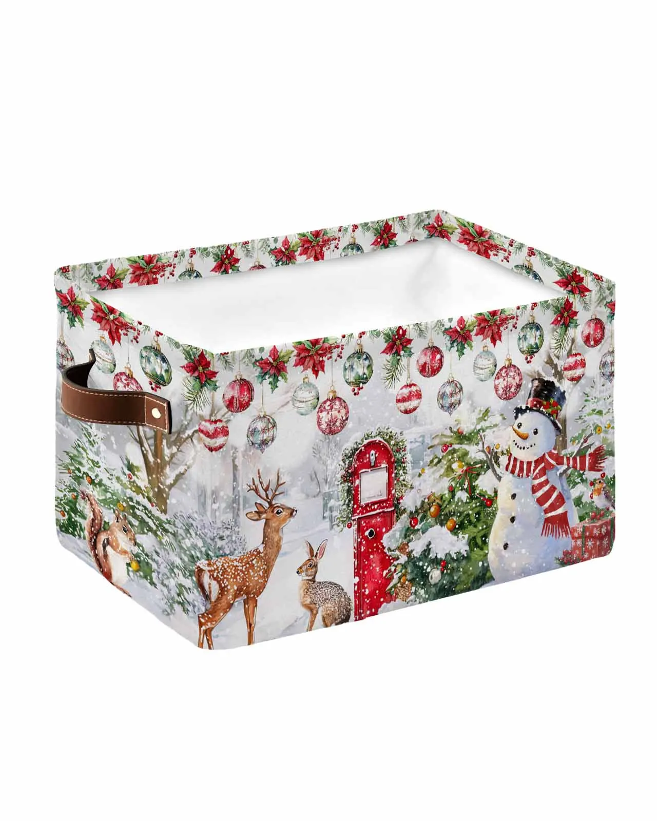 Christmas Ball Snow Scenery Animals Waterproof Laundry Basket Folding Clothing Storage Basket Kids Toys Organizer Storage Bucket