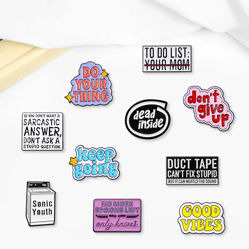 

Creative Simple Text For Washing Machine Oil Drop-Shaped Lapel Brooch/Badge Pin for Denim Bags,Fashionable Jewelry Accessory