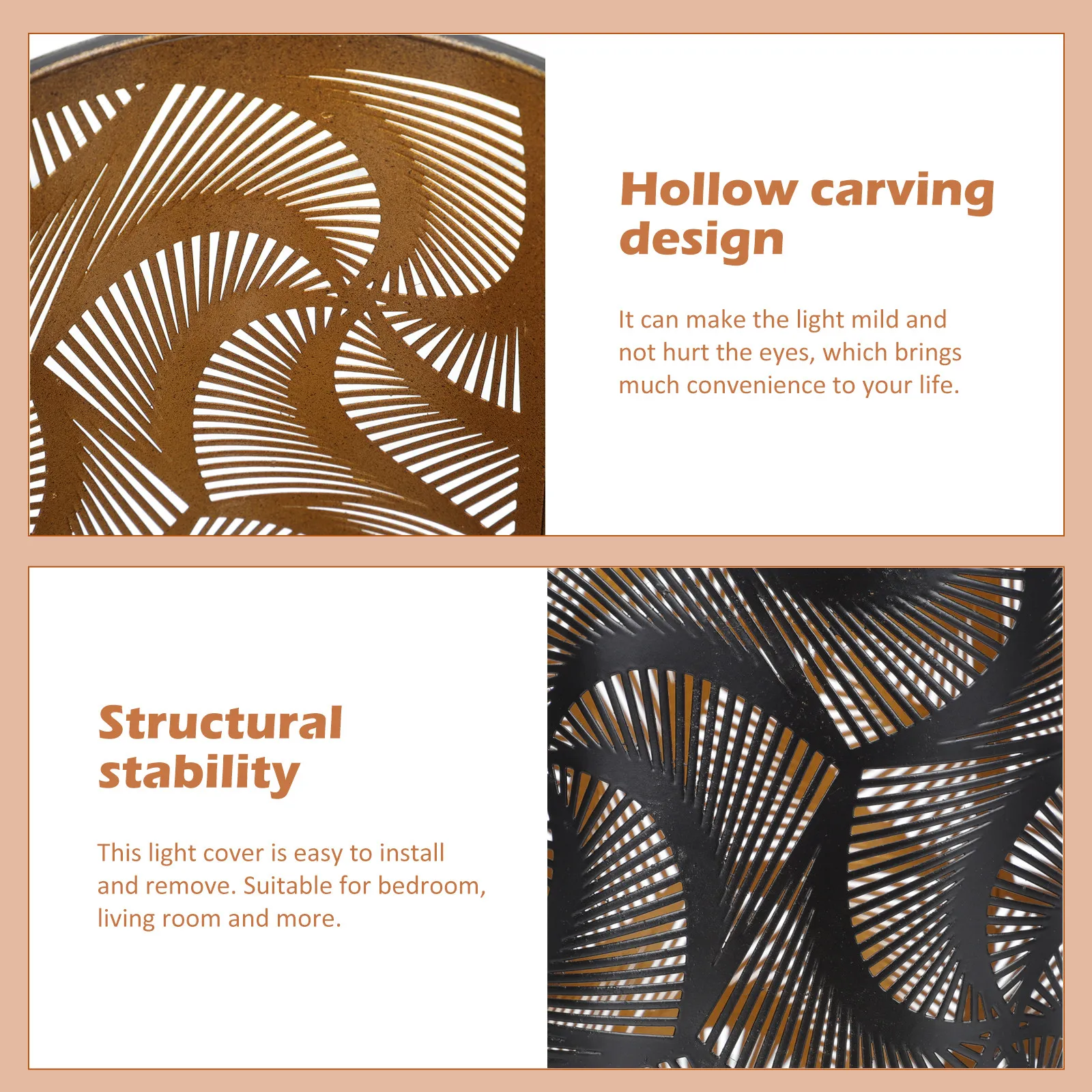 Iron Lampshade Hollow Carved Design Mild Light Diffuser Easy Install Remove Lamp Cover for Living Room Bedroom Desk Lamp Shade