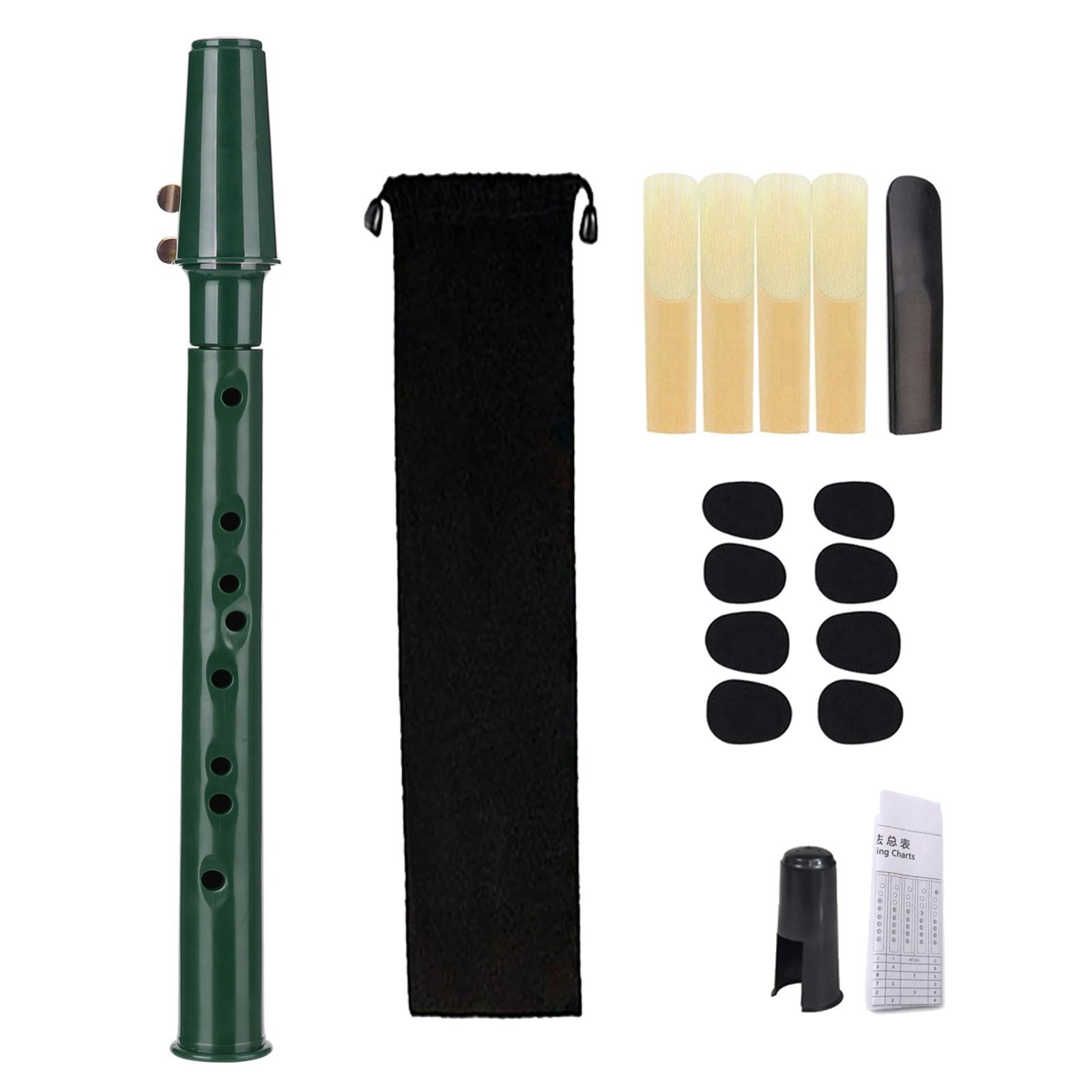 Mini Pocket Saxophone Set Portable Sax Fingering Charts w/ Mouthpiece Reeds Carrying Bag for Professional Performers Players