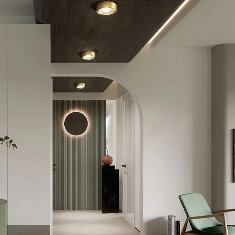 Copper downlights Nordic brief LED ceiling lights corridor lamp foyer balconies living room luxury circular spotlights