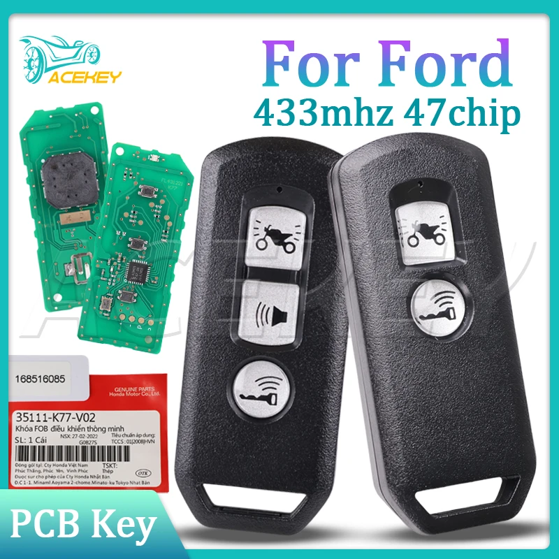 

Car Remote Control Key For Honda Motorcycle Scooter K01 K77 K96 K97 K35V3 ADV SH 150 Forza 300 PCX150 ID47 Chip 433MHz
